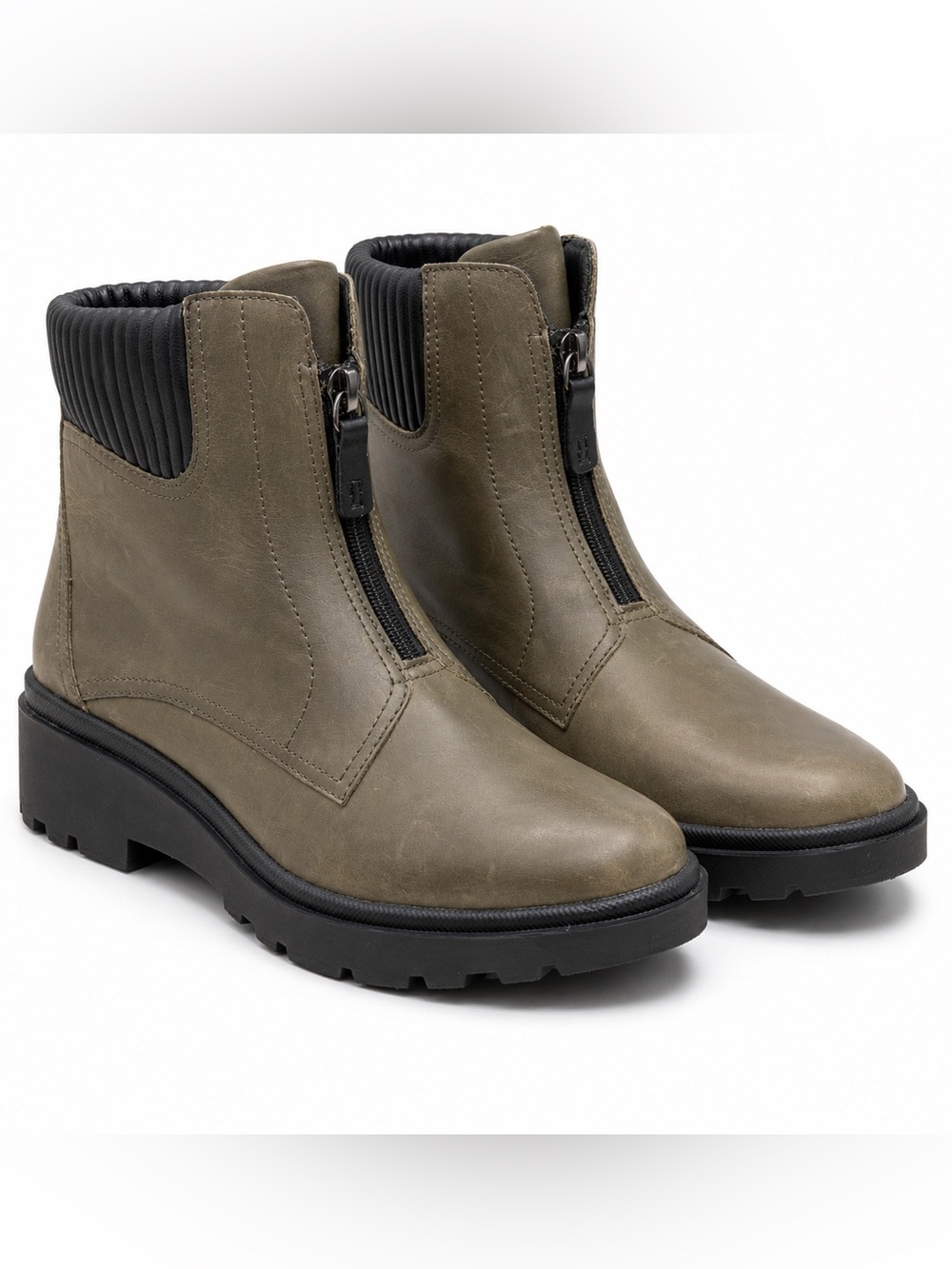Clarks Calla Zip Boots Women’s 8M Dark Olive Leather